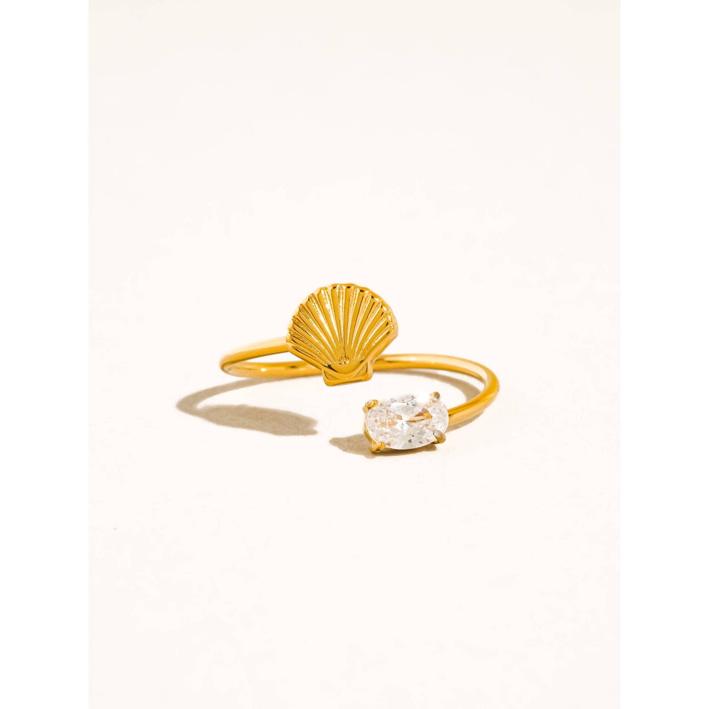 Lumirae 18K Gold Non-Tarnish Shell CZ Open Ring