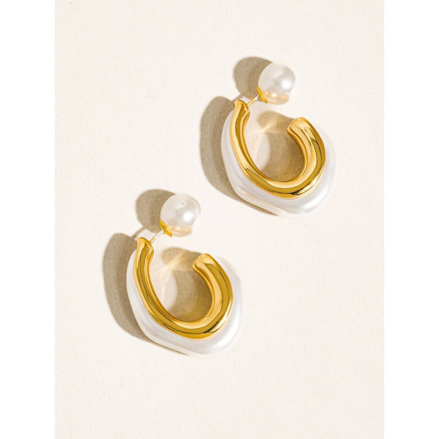 Kinsley 18K Gold Classic Pearl C Hoop Earring