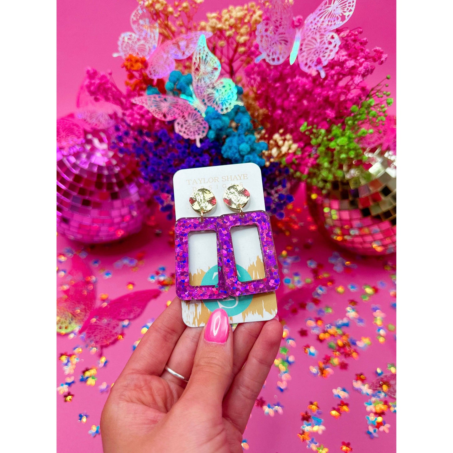 Fuchsia Sequin Rectangle Drops