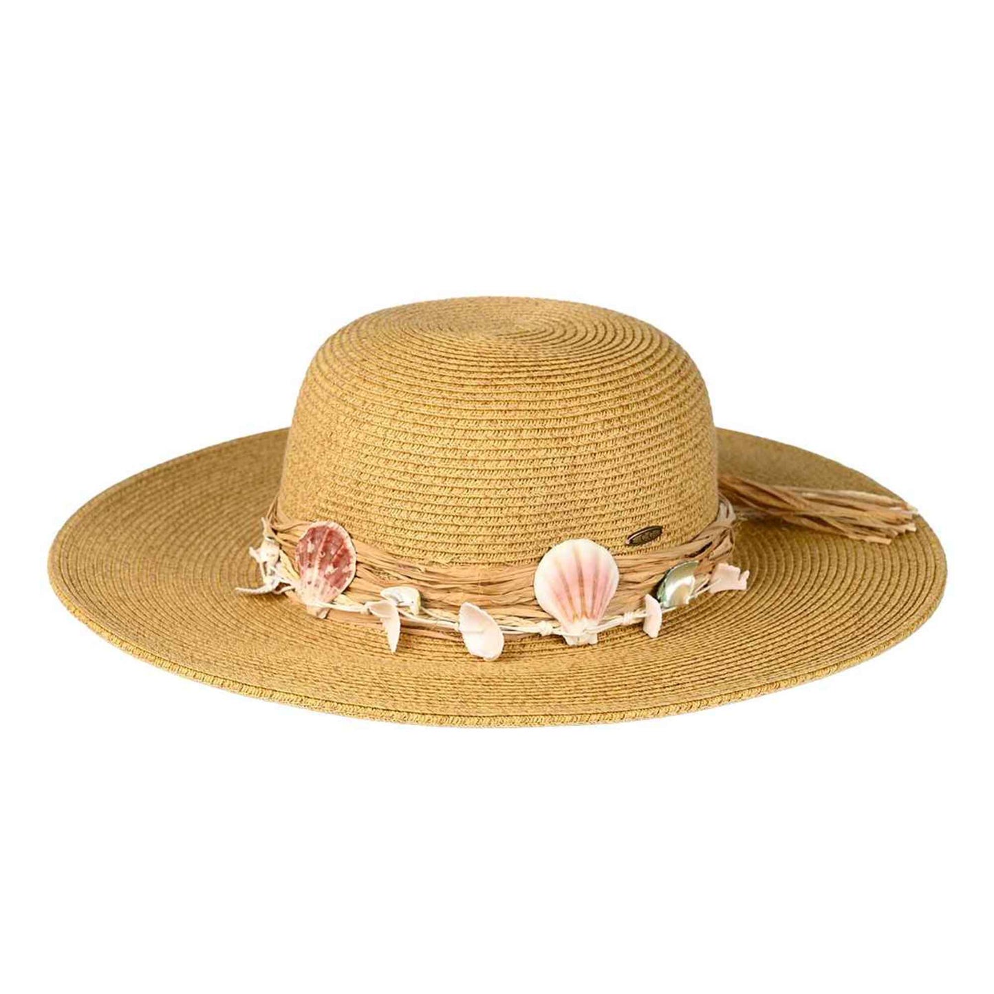 Shell Trim Wide Brim Sun Hat