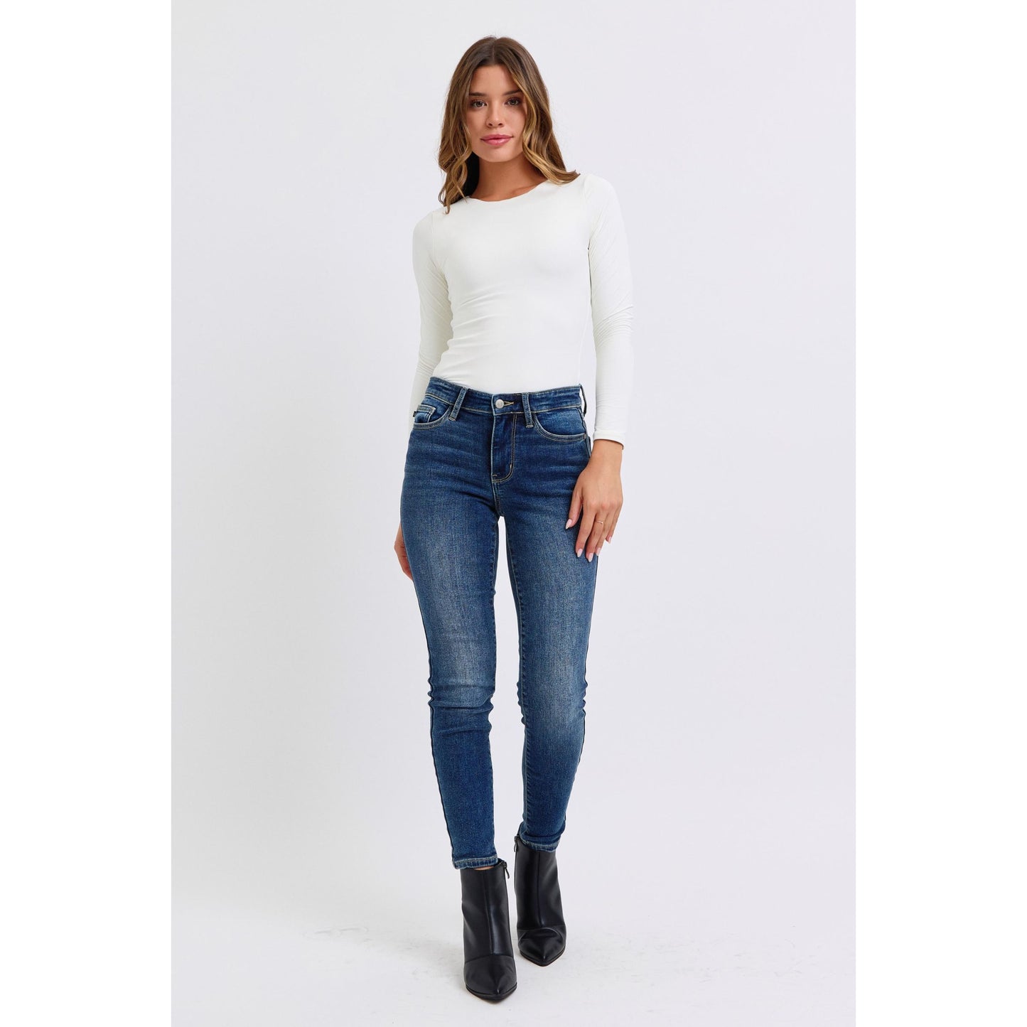 Judy Blue Mid-Rise Waist Skinny Jeans with Thermal Lining