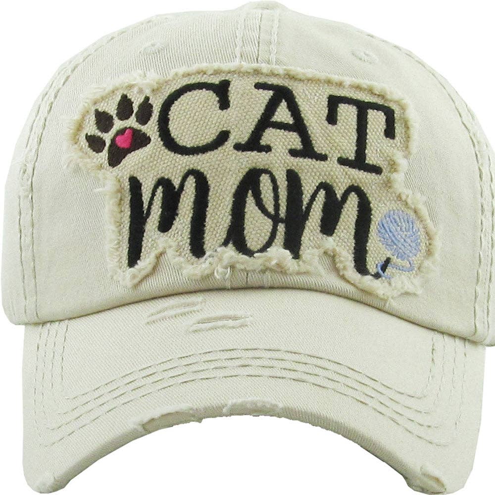 "Cat Mom" Vintage Wash Cap