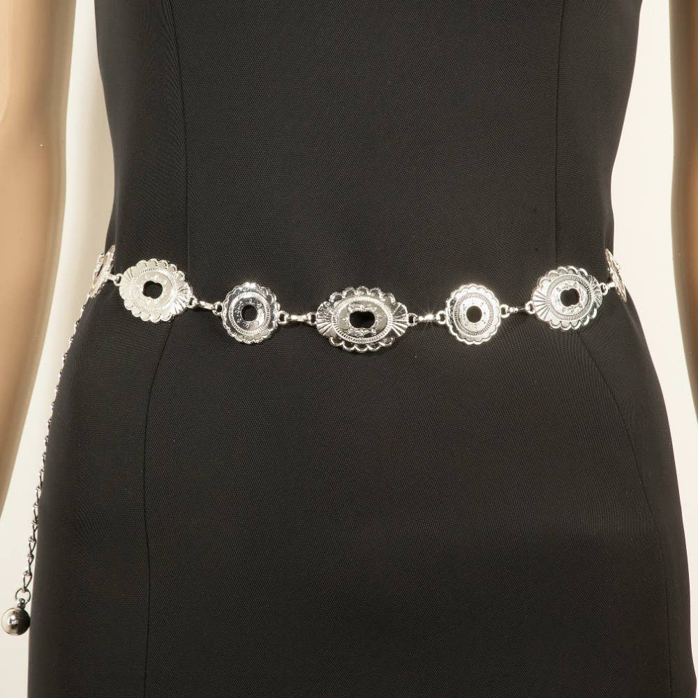 Simple Western Concho Oval Chain Belt
