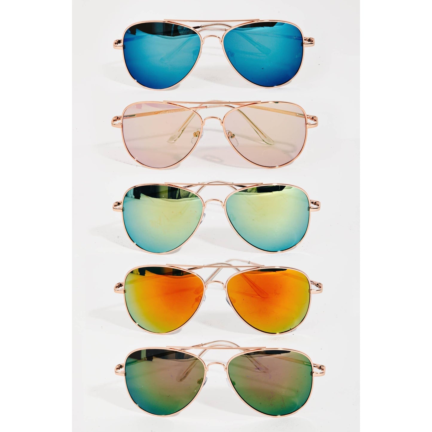 Metallic Trim Bridge Aviator Sunglasses Set