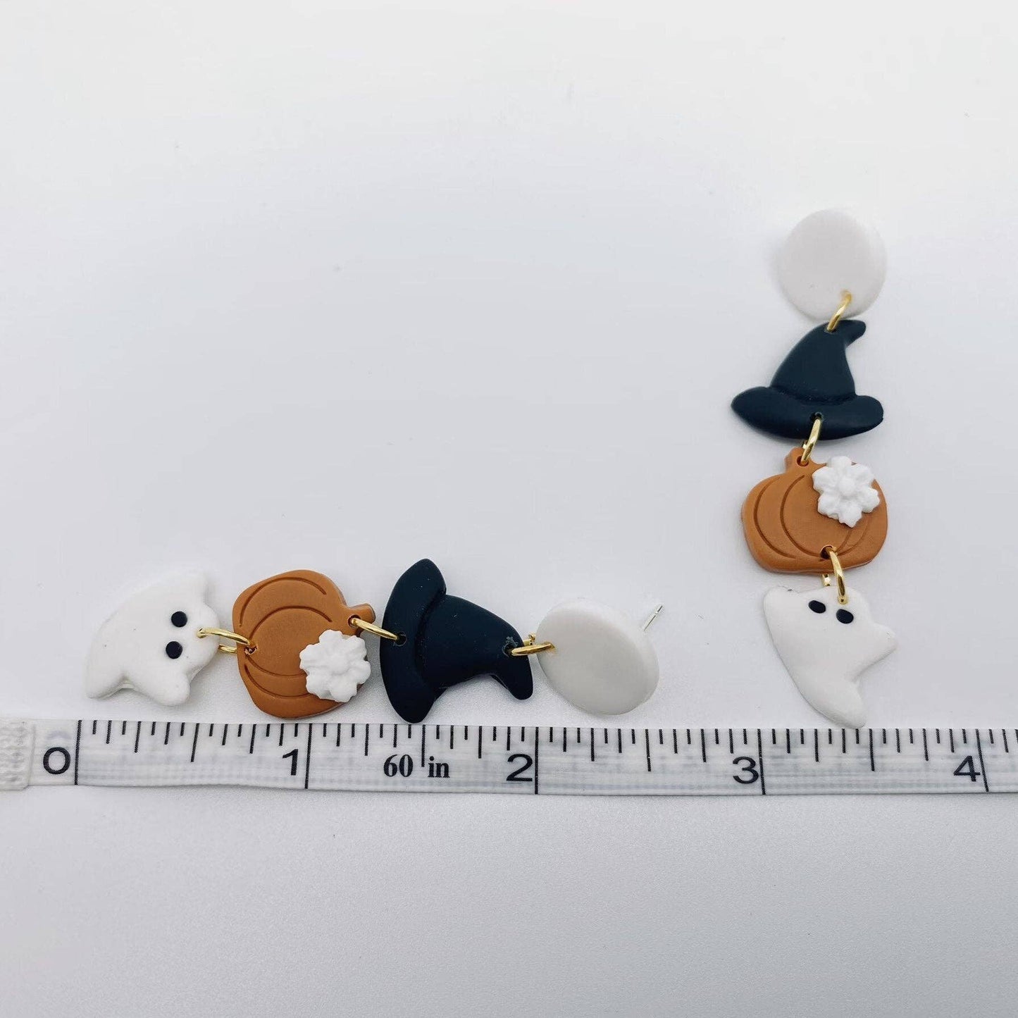 Halloween Hat Pumpkin Ghost Clay Post Earrings