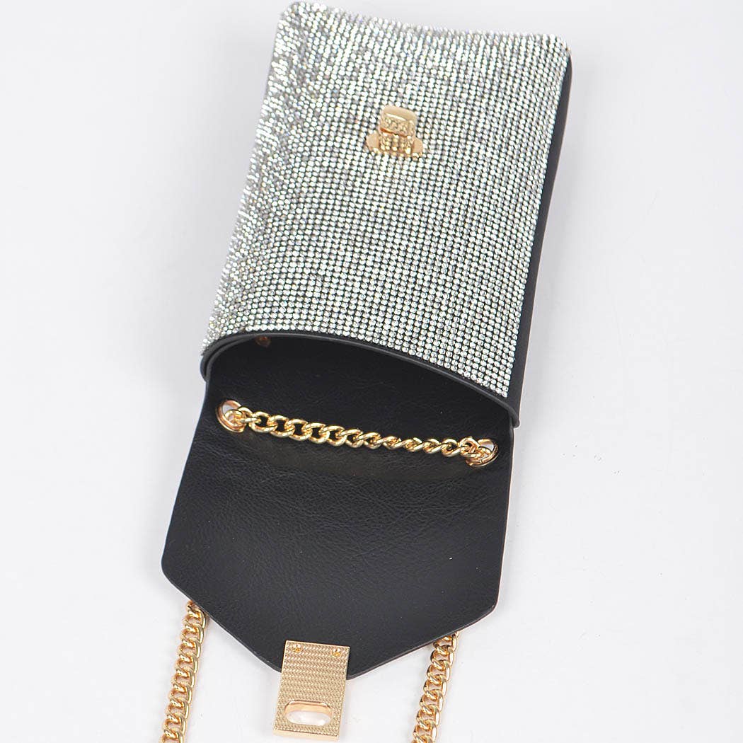 Rhinestone Cellphone Crossbody Belt Bag