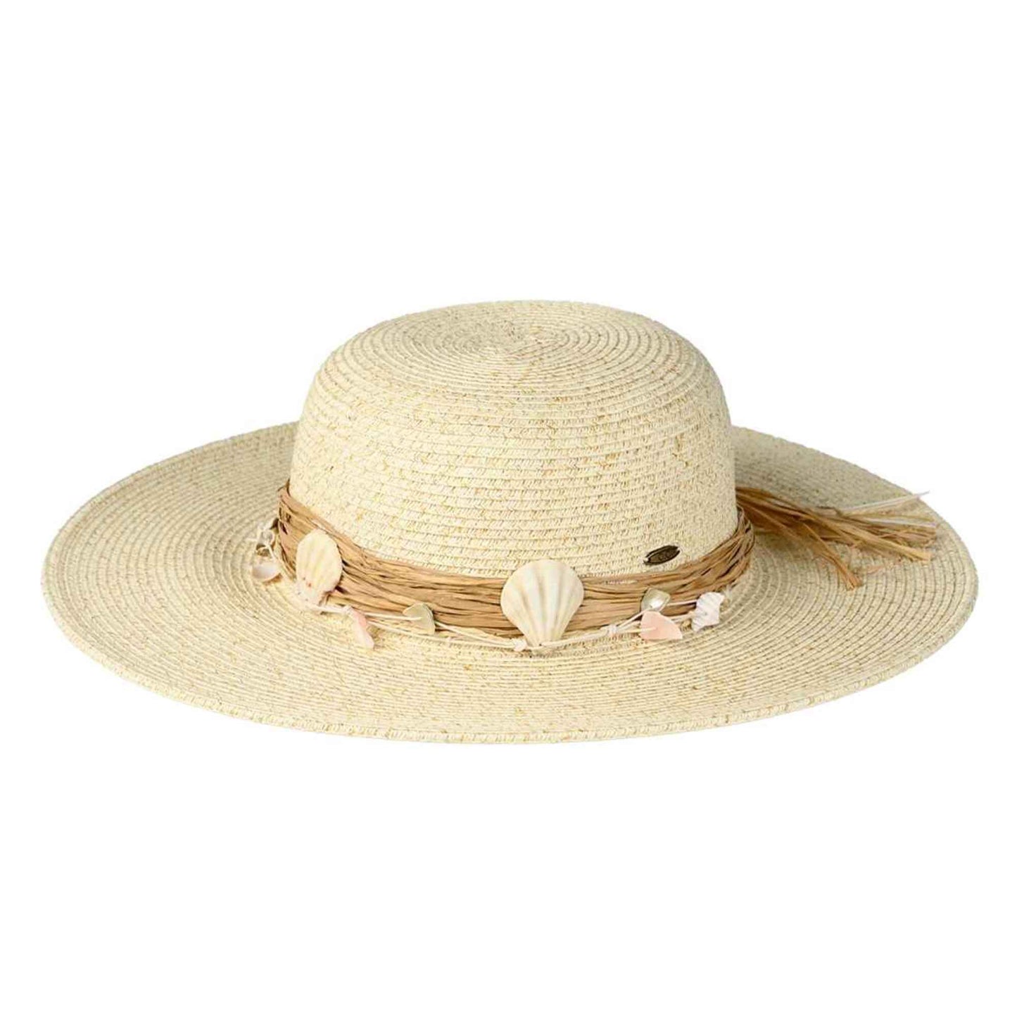 Shell Trim Wide Brim Sun Hat