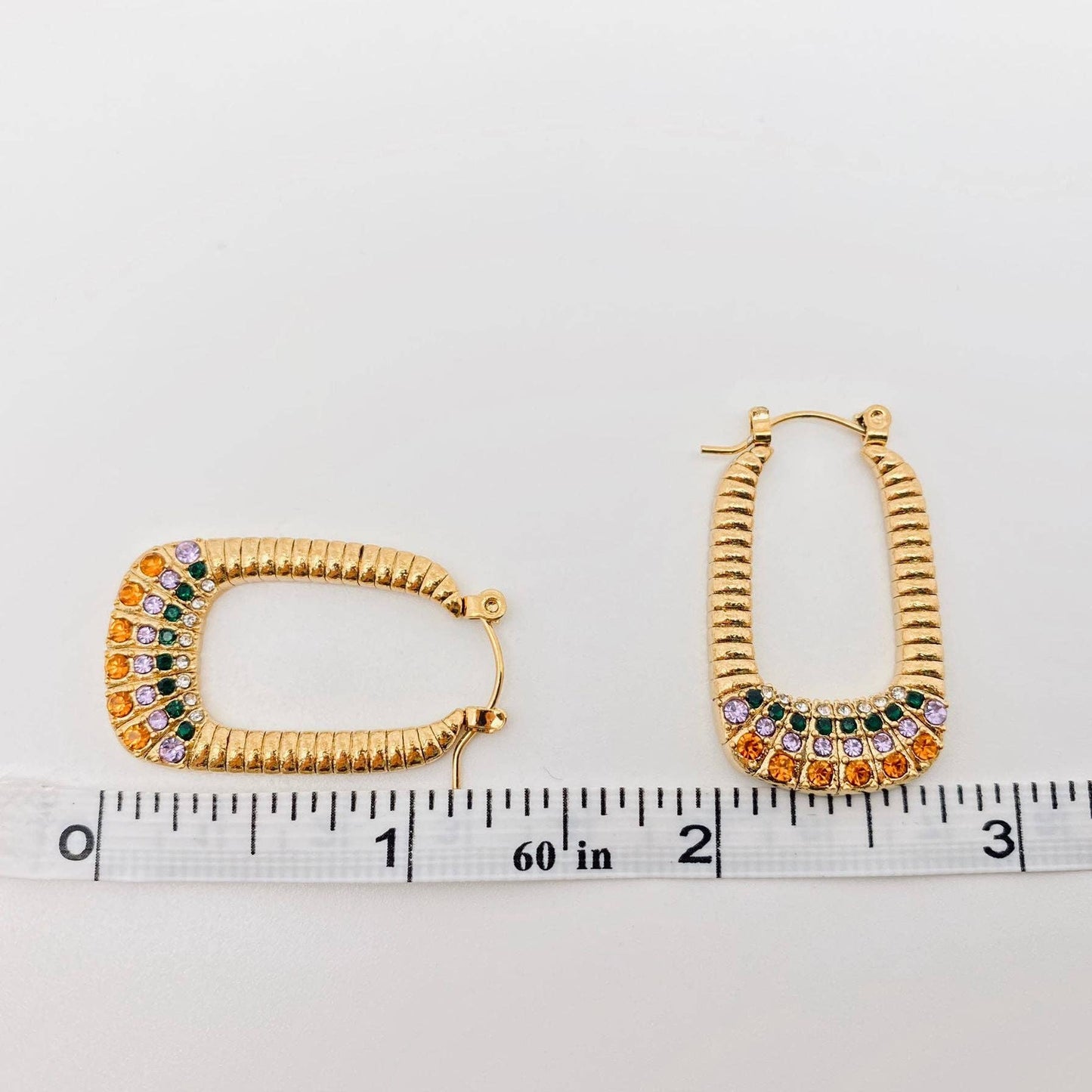 18k Gold-plated Stainless Steel CZ U-shaped Earrring - FGS