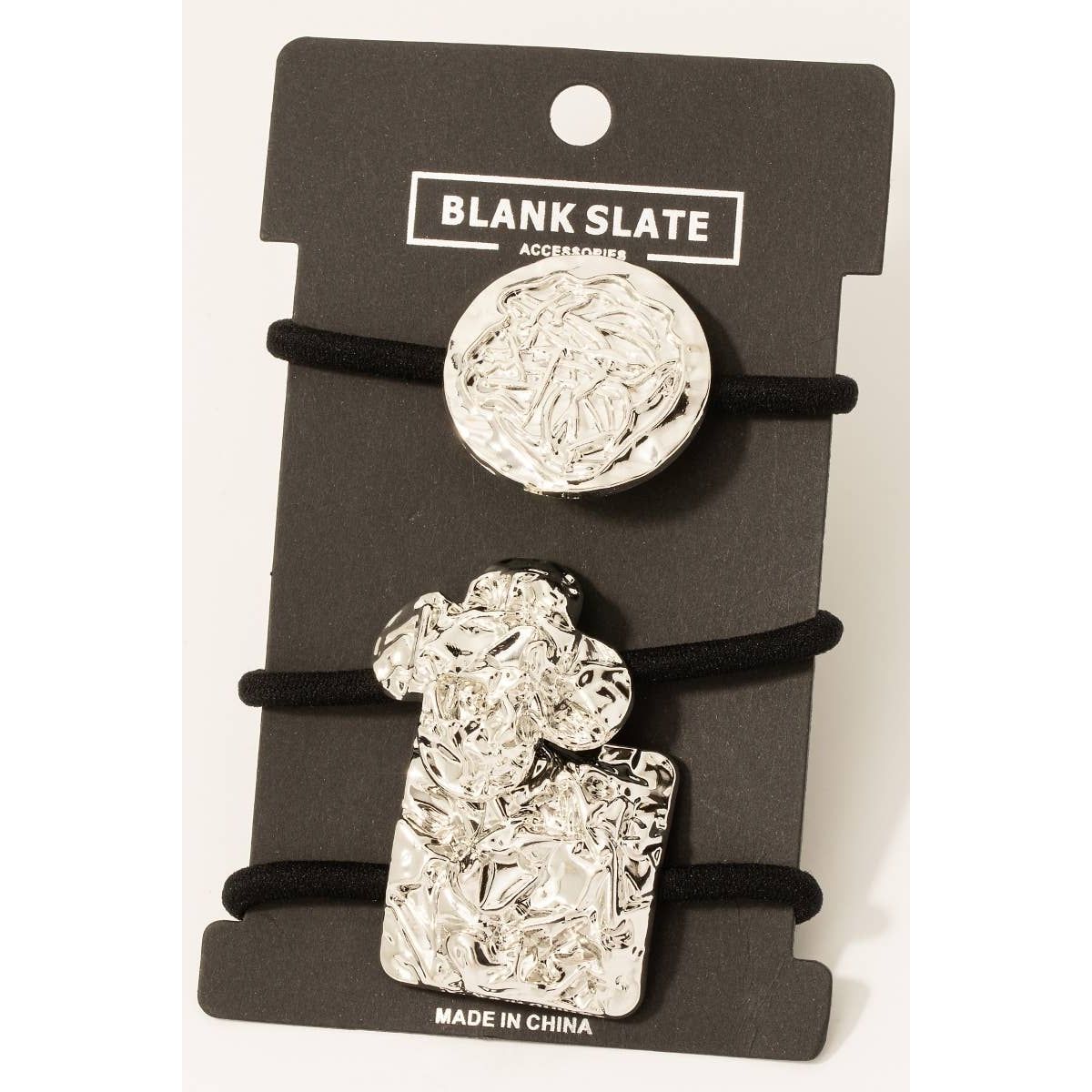 Clover Disc And Square Crumpled Metallic Hair Tie Set