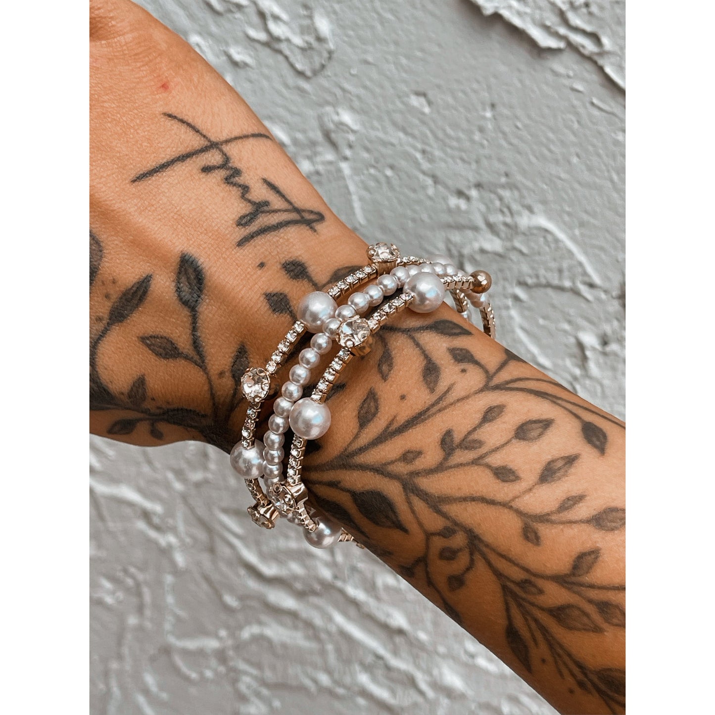 Pearl & Rhinestone Wrap Bracelet