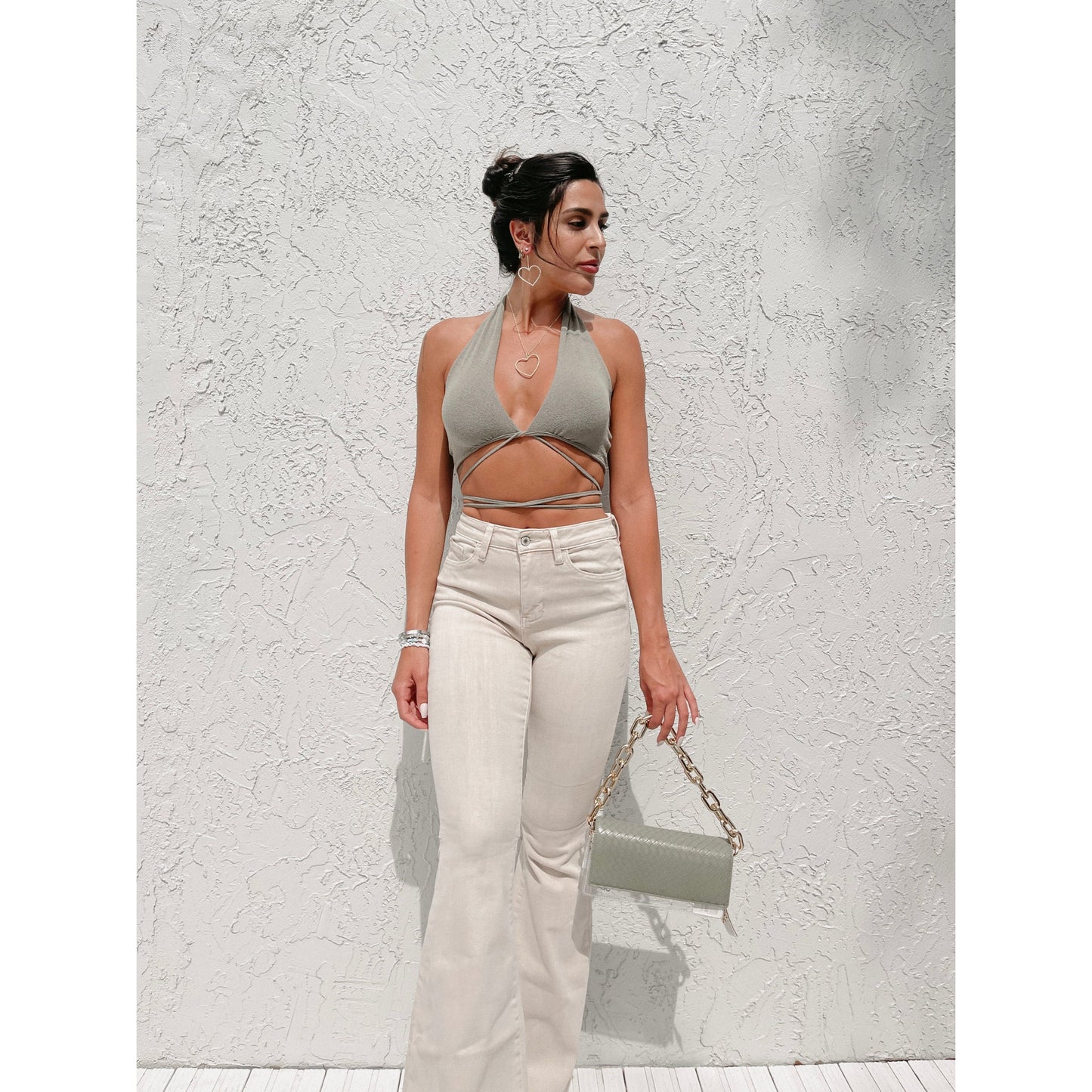 Double Crossed Crop Top "Green"