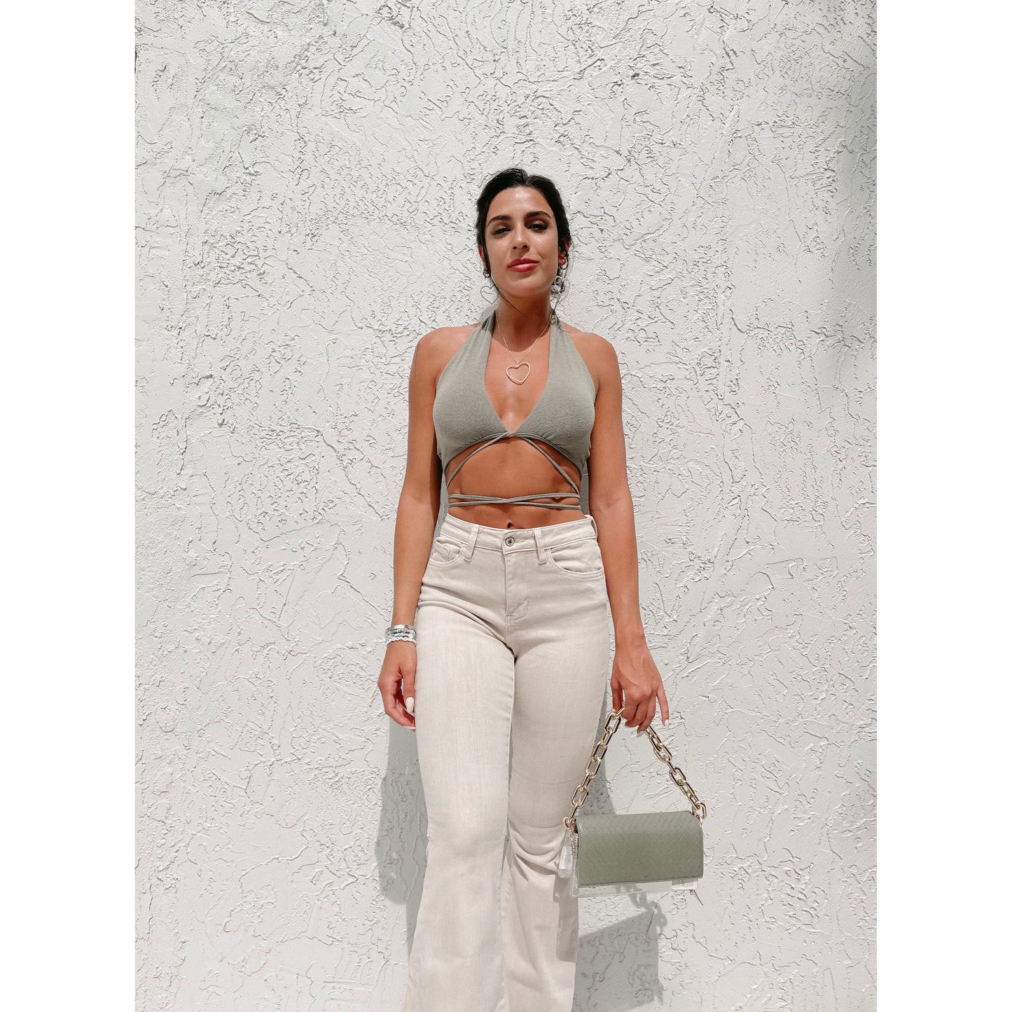 Double Crossed Crop Top "Green"