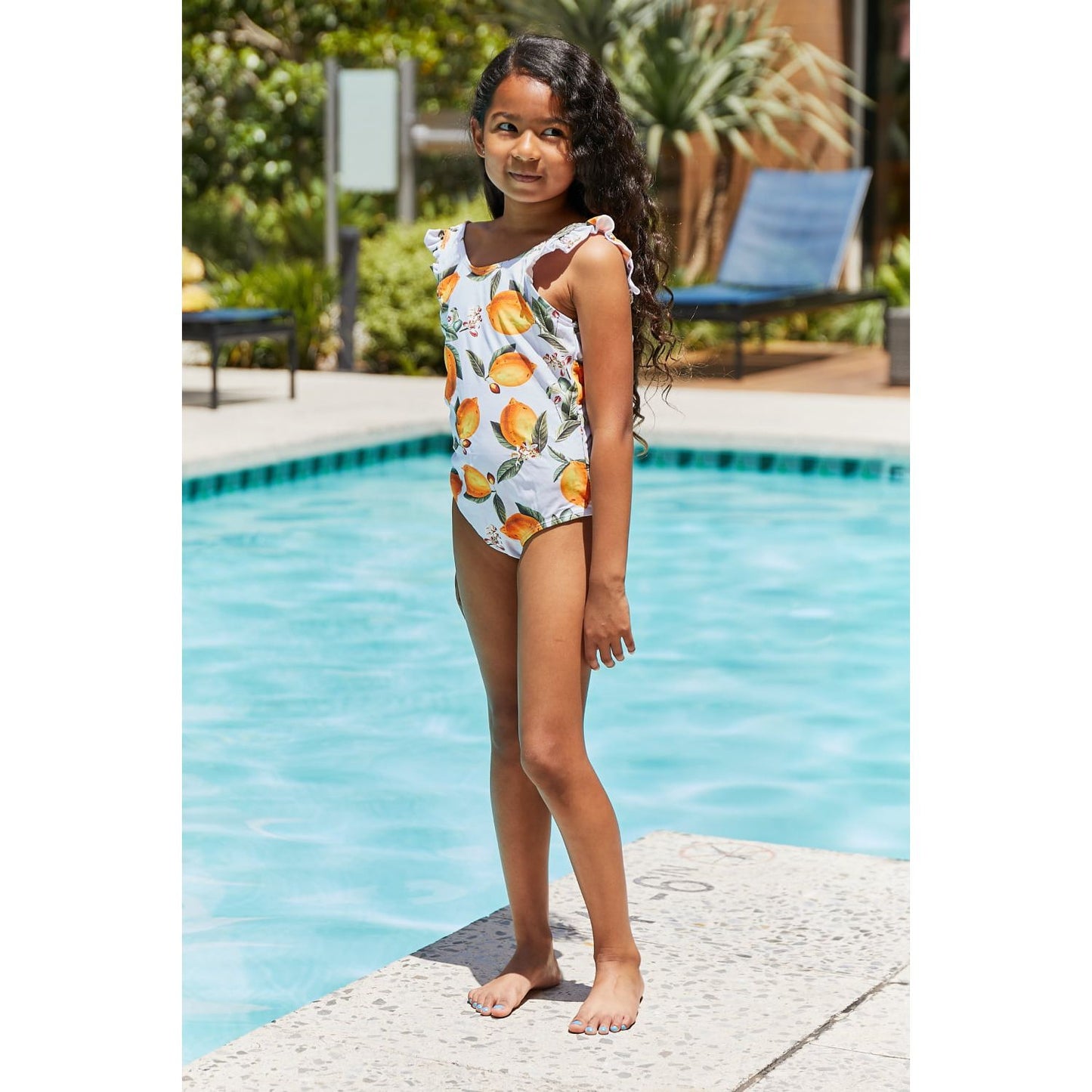 Marina West Swim Float On Ruffled One-Piece in Citrus Orange