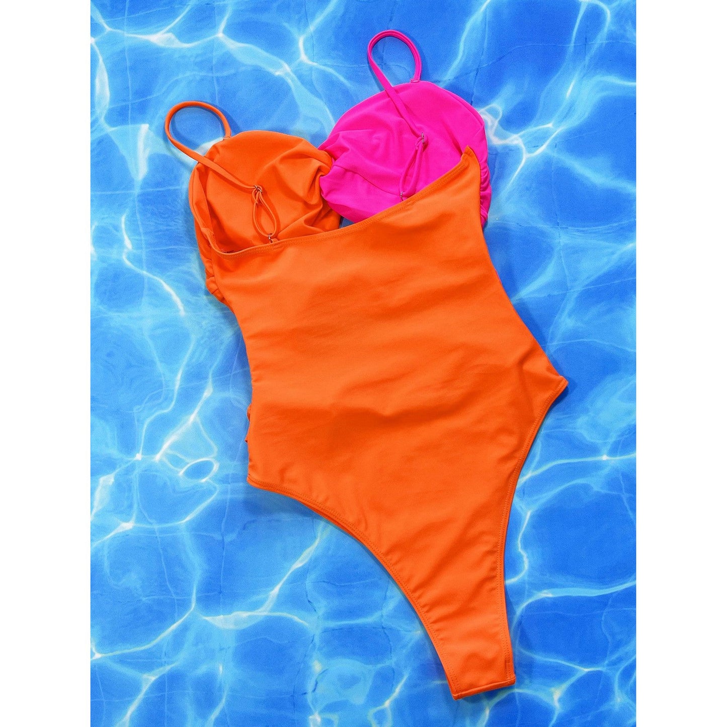 Two-Tone Twisted Cutout One-Piece Swimsuit