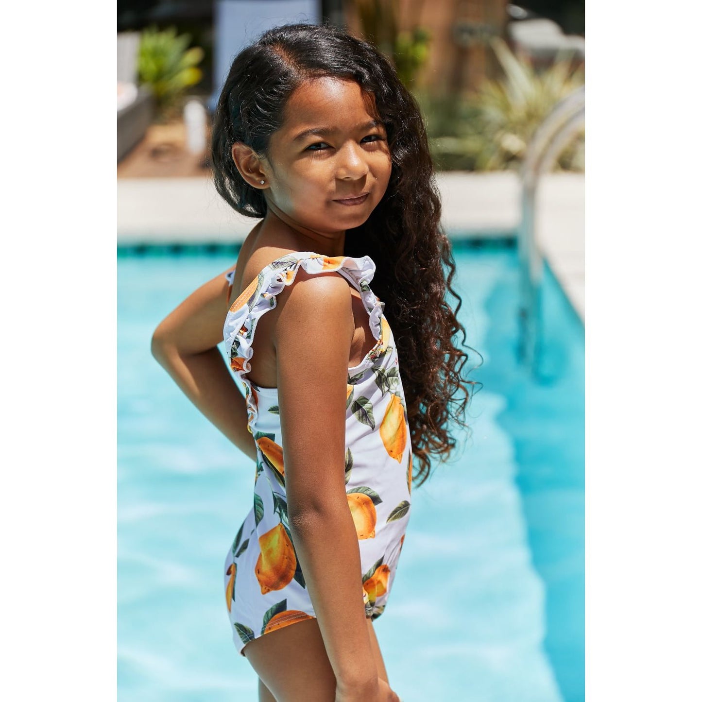 Marina West Swim Float On Ruffled One-Piece in Citrus Orange