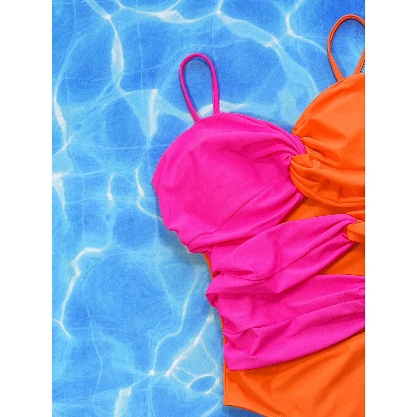 Two-Tone Twisted Cutout One-Piece Swimsuit