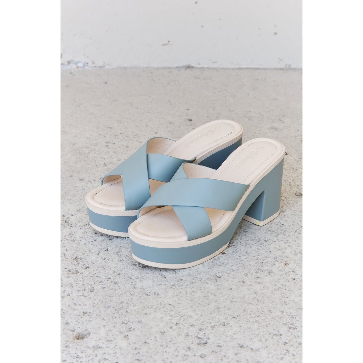 Weeboo Cherish The Moments Contrast Platform Sandals in Misty Blue