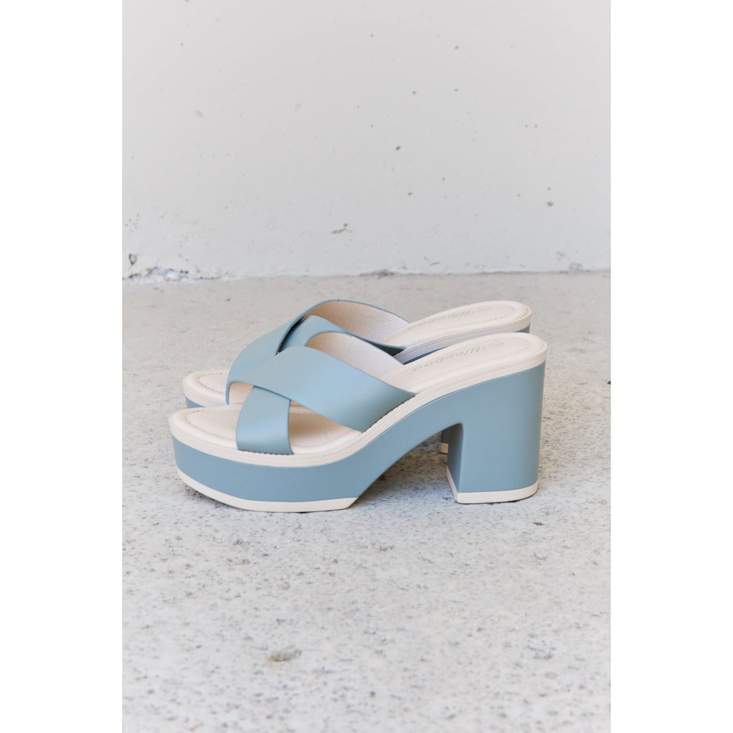 Weeboo Cherish The Moments Contrast Platform Sandals in Misty Blue