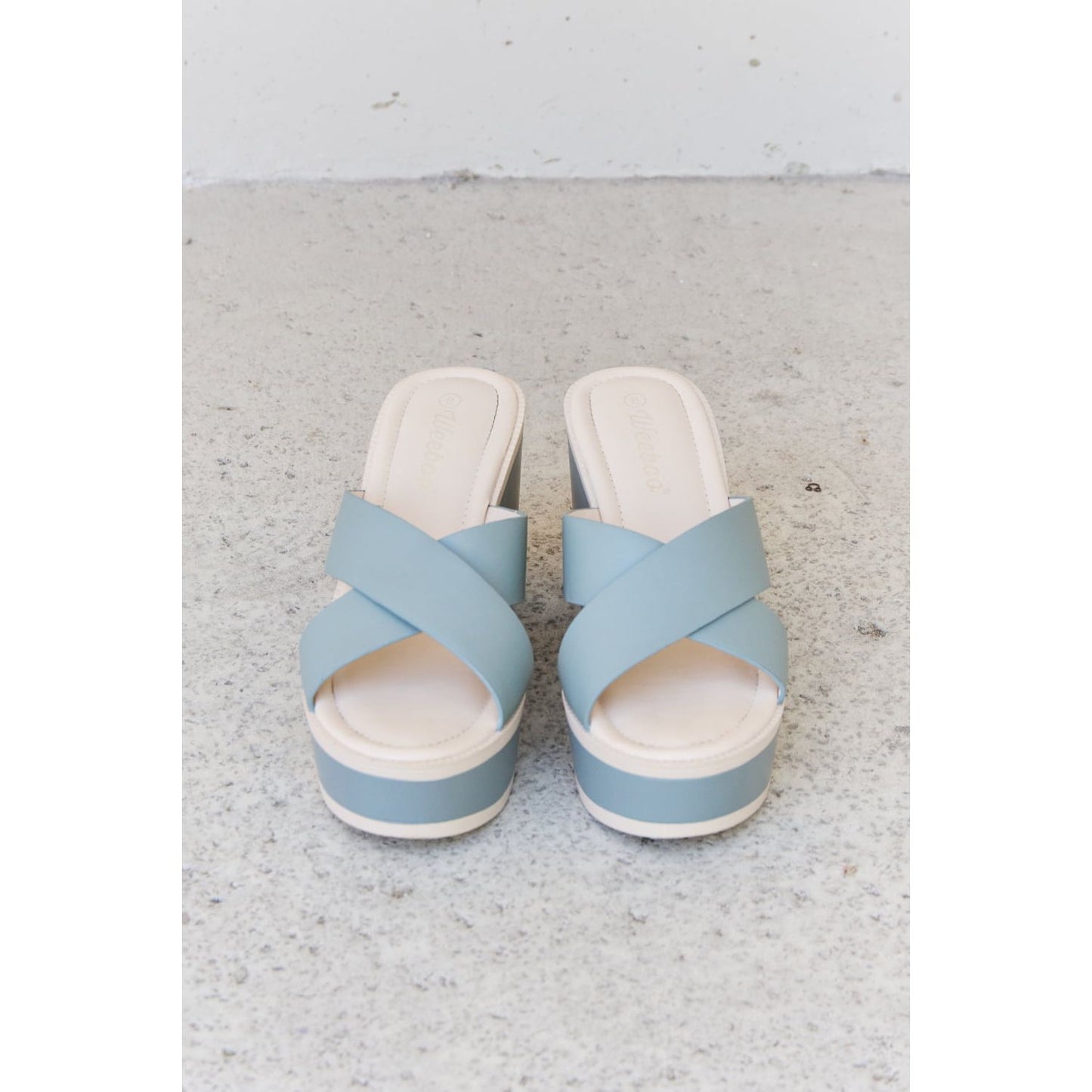 Weeboo Cherish The Moments Contrast Platform Sandals in Misty Blue