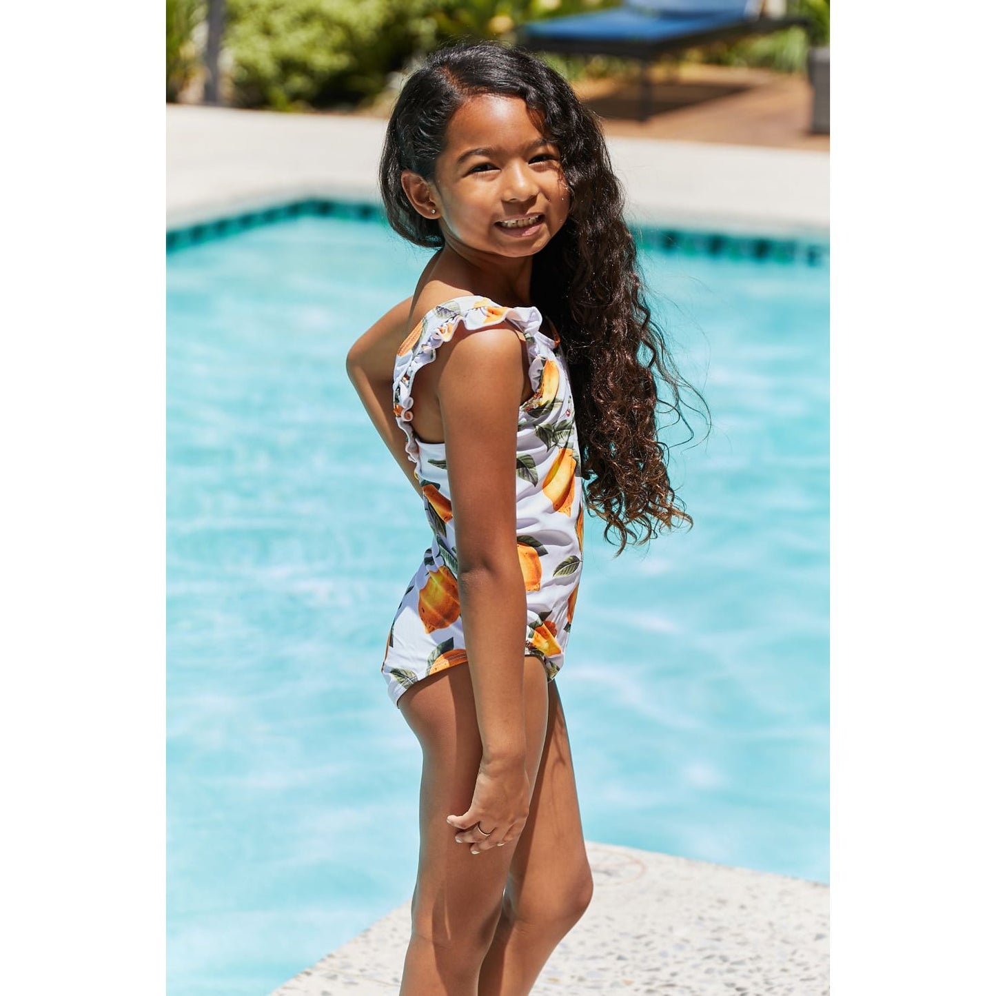 Marina West Swim Float On Ruffled One-Piece in Citrus Orange