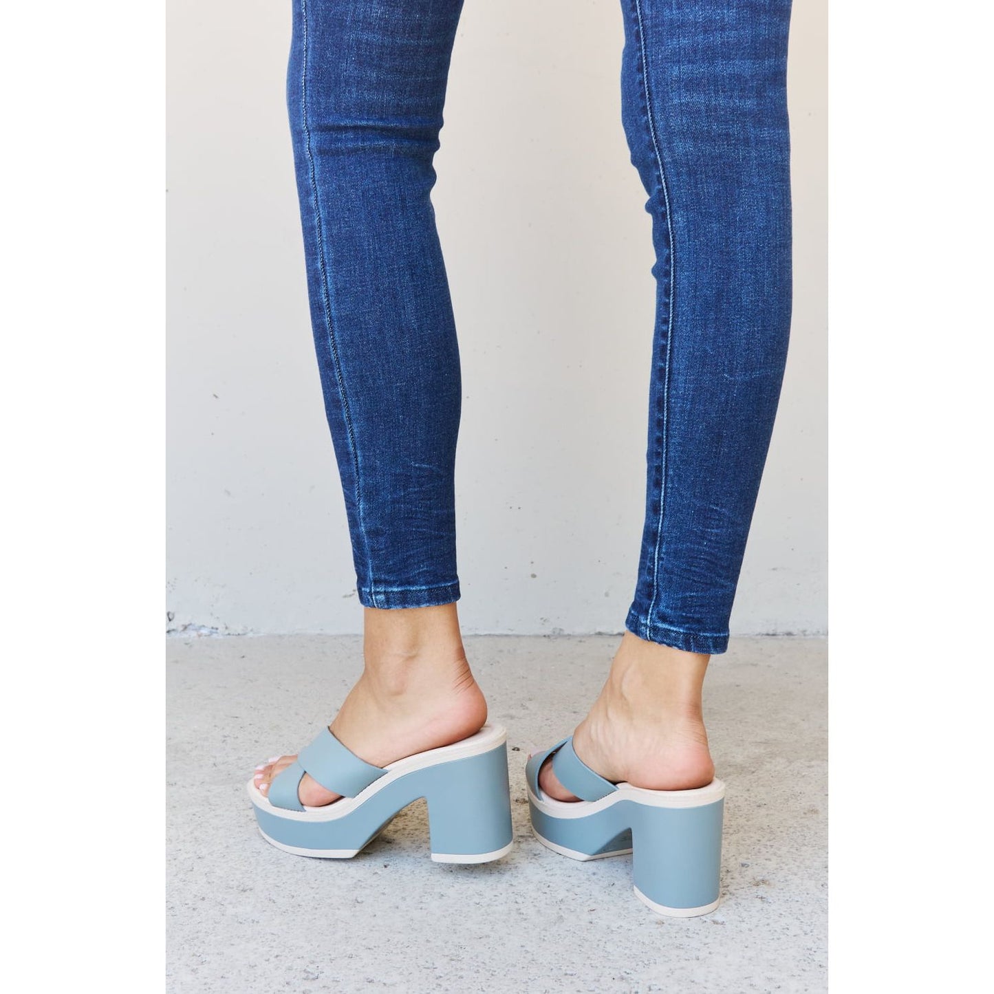 Weeboo Cherish The Moments Contrast Platform Sandals in Misty Blue