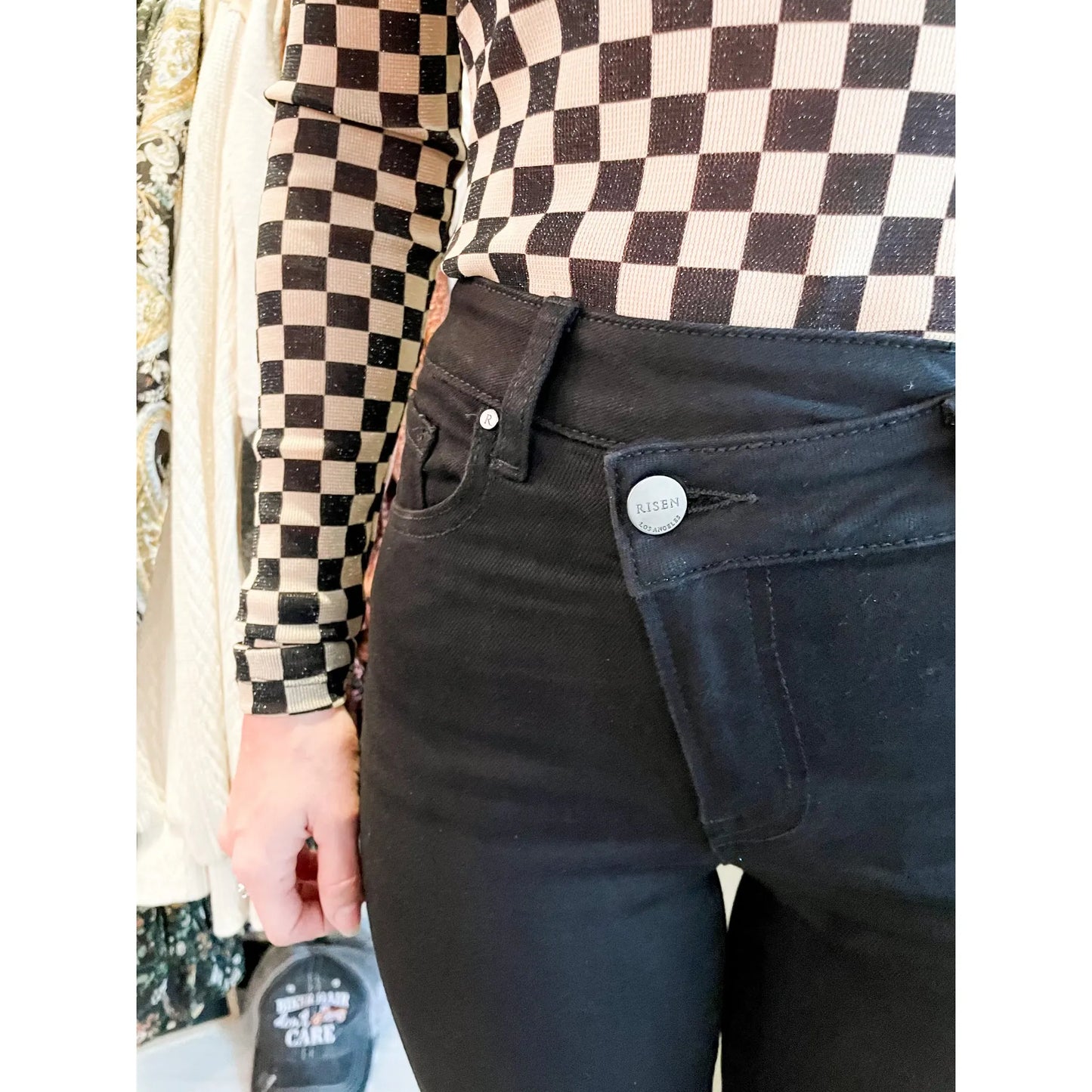 High Rise Crossover Black Jeans