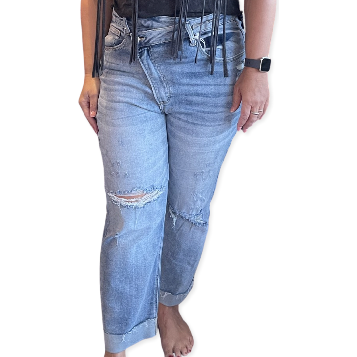Risen Boyfriend Crossover Jeans "Curvy"