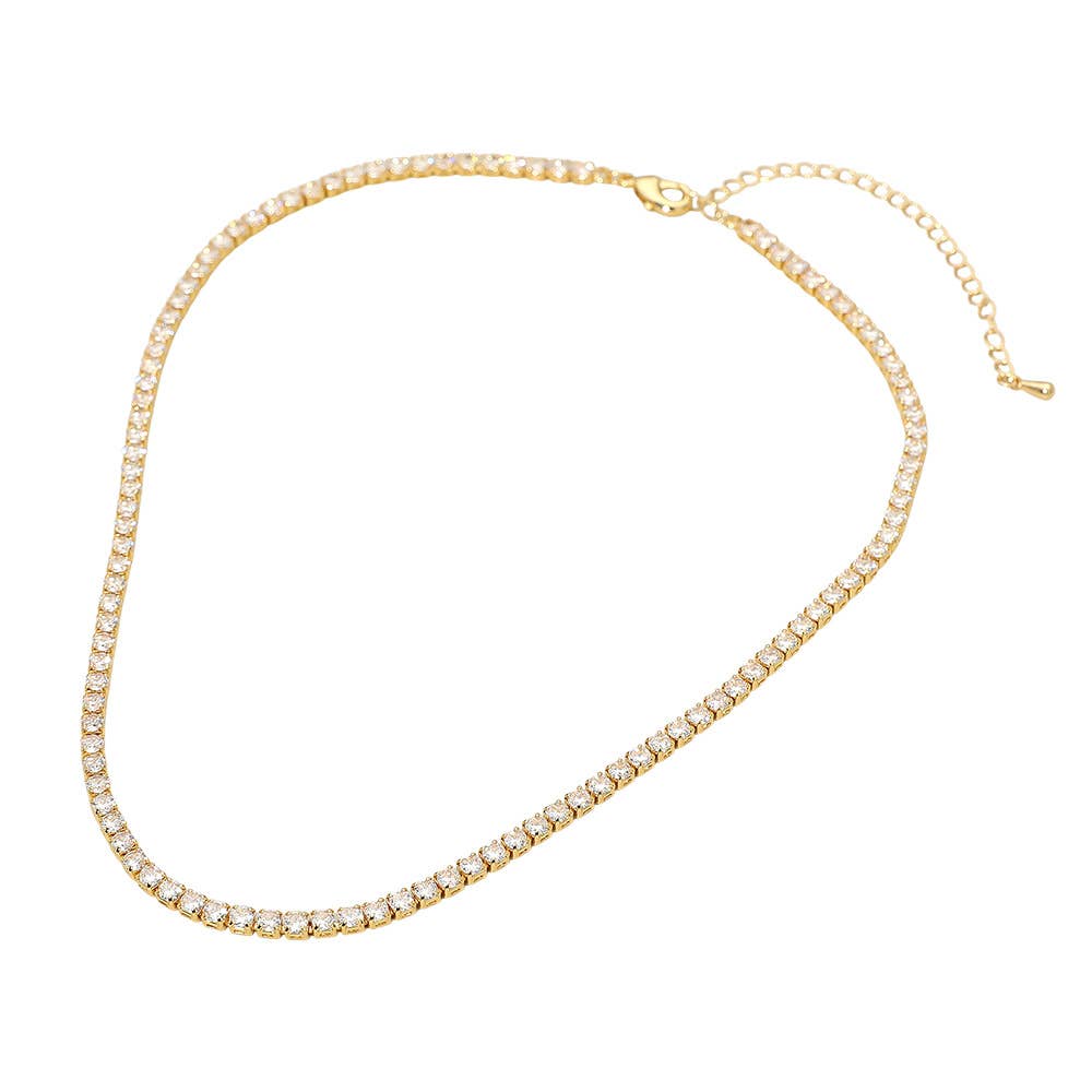 Tennis Necklace 18kt gold pkated