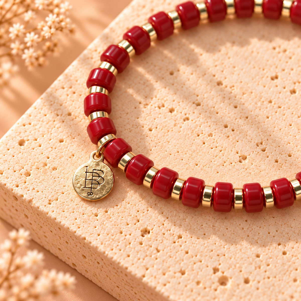 Gigi Stretch Bracelet - Candy Red Disc