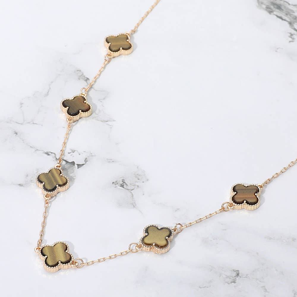 Clover Stone Station Necklace
