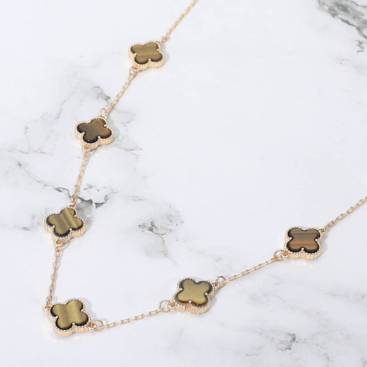 Clover Stone Station Necklace