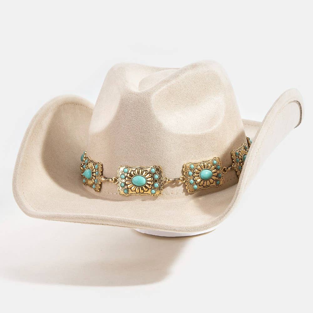 Western Rectangle Concho Chain Cowboy Hat