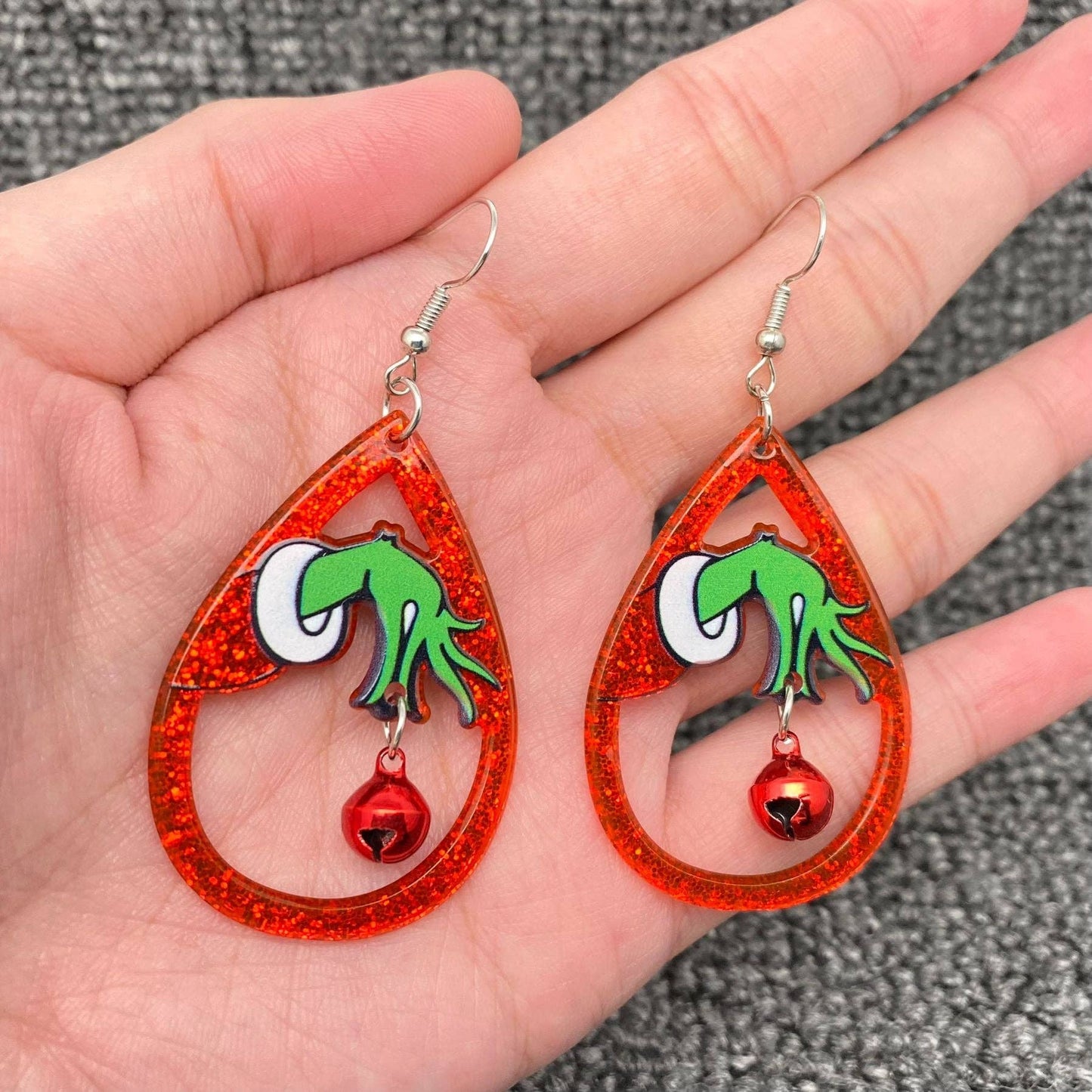 Christmas Acrylic Red Drop Dangle Earrings