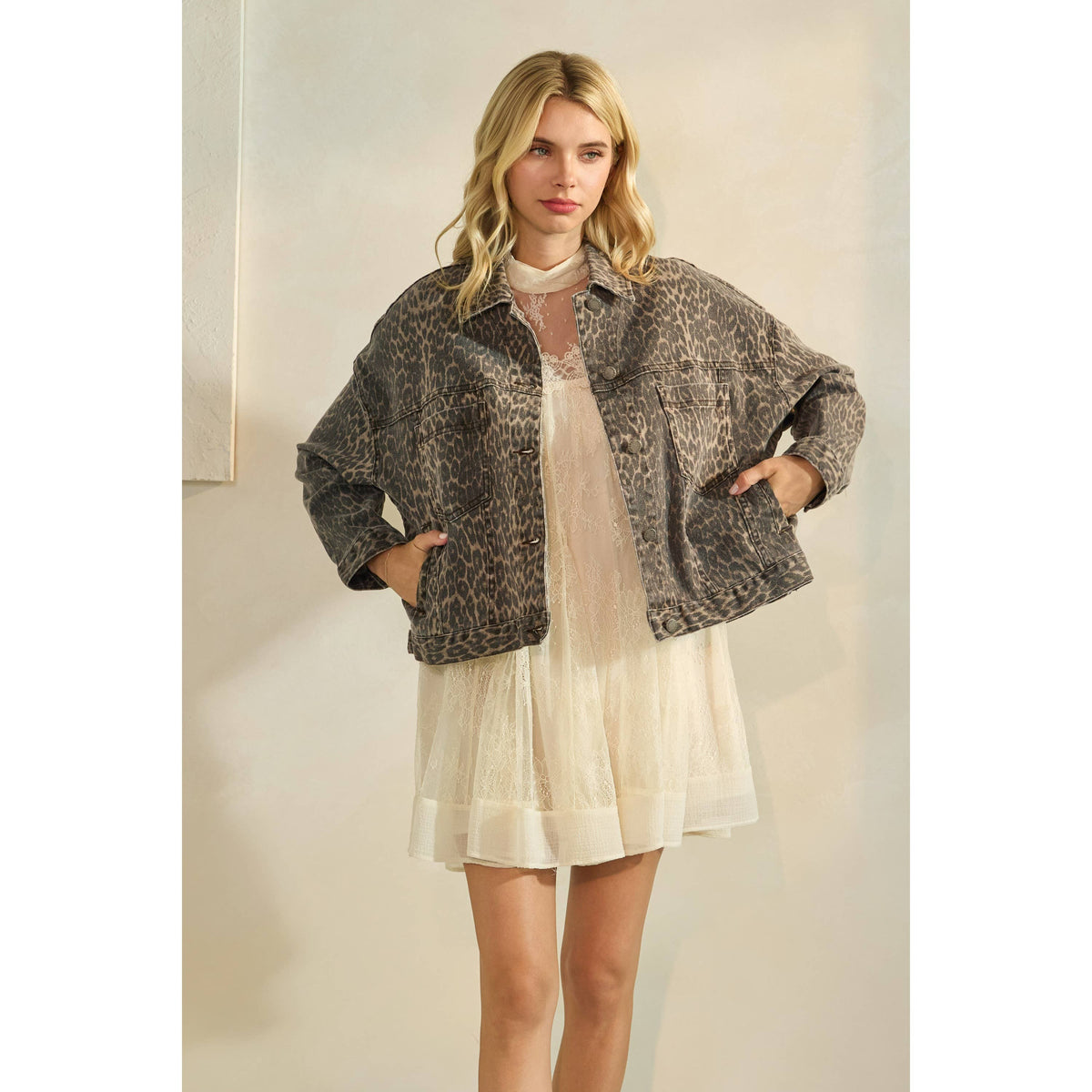 The Sarah Leopard Denim Jacket