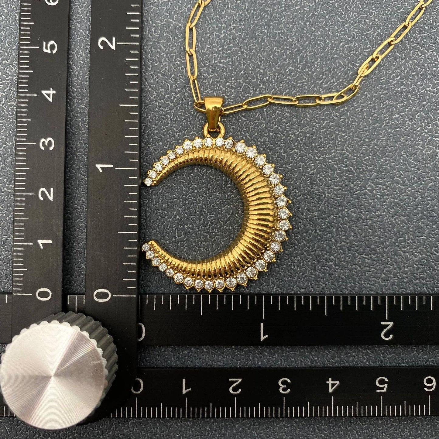 Crescent Moon 18K Golden SS Necklace