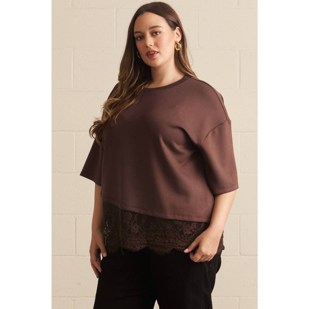 Charmed in Lace Asymmetrical Top – Curvy
