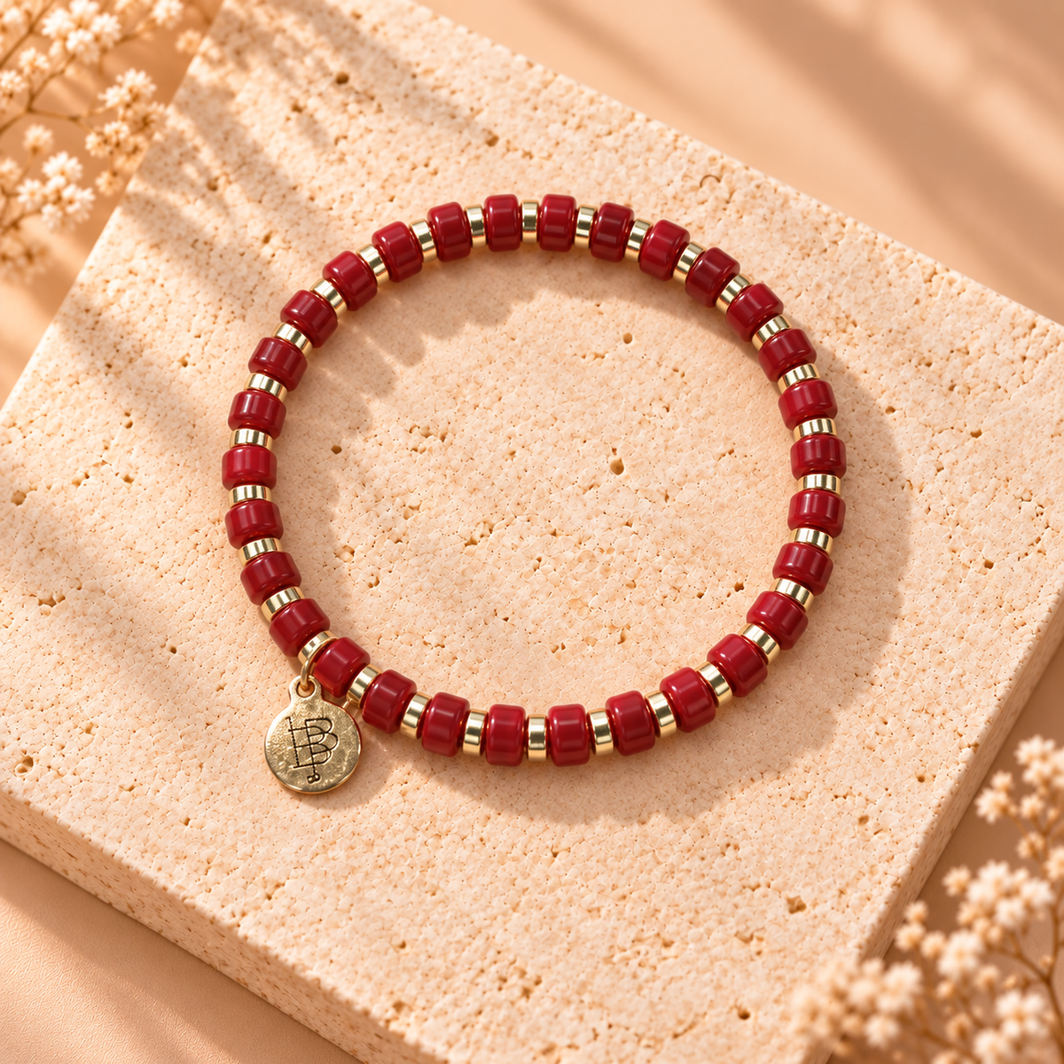 Gigi Stretch Bracelet - Candy Red Disc