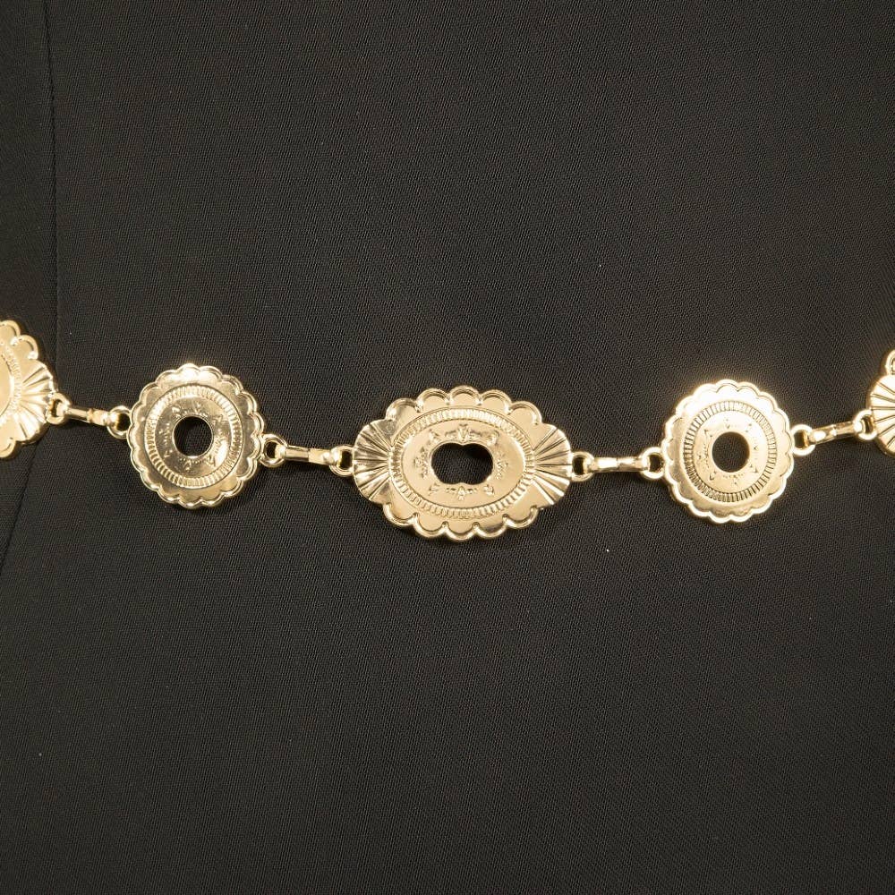 Simple Western Concho Oval Chain Belt