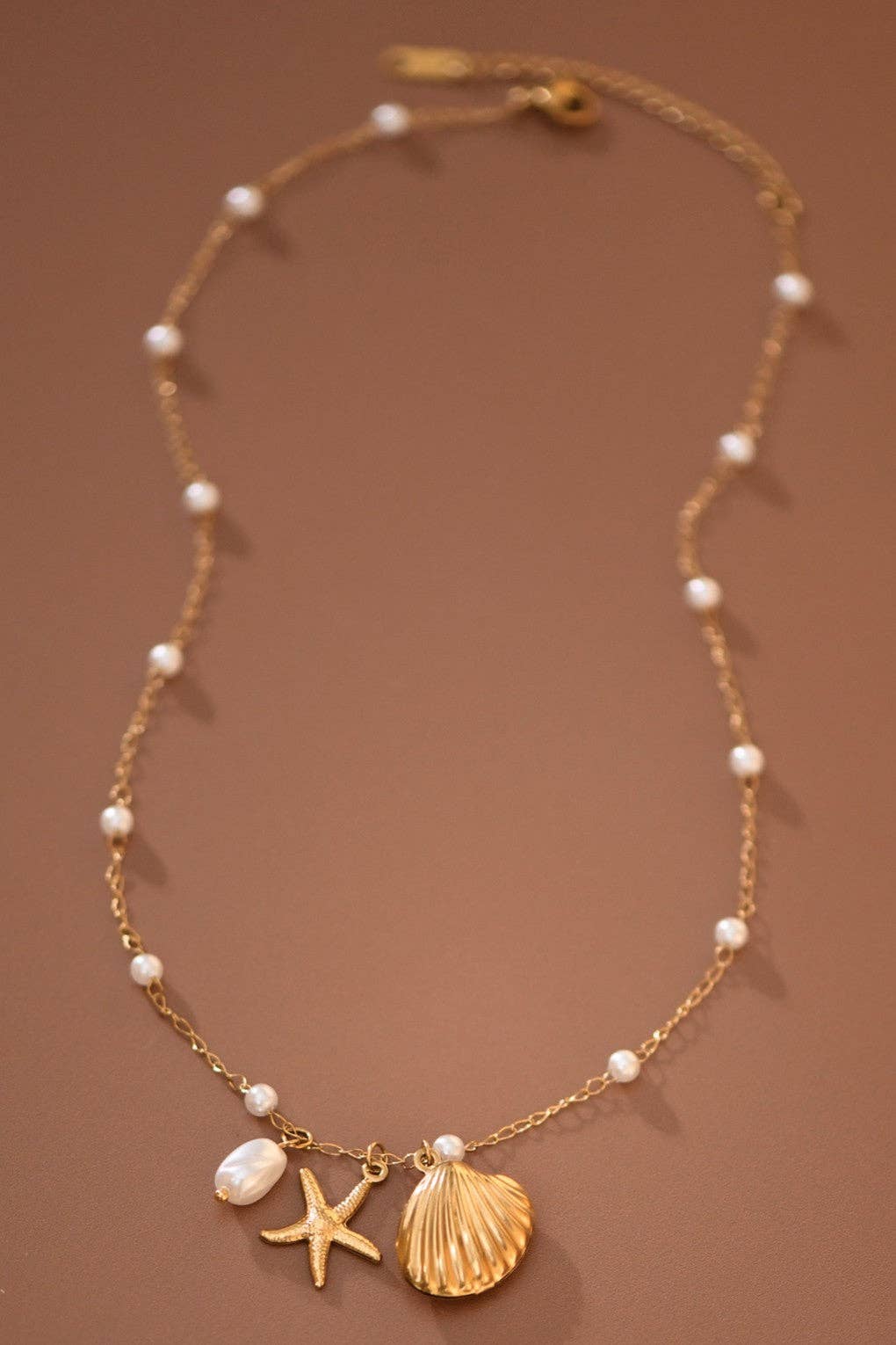 Beach Charm Necklace 18K Gold Plated Waterproof