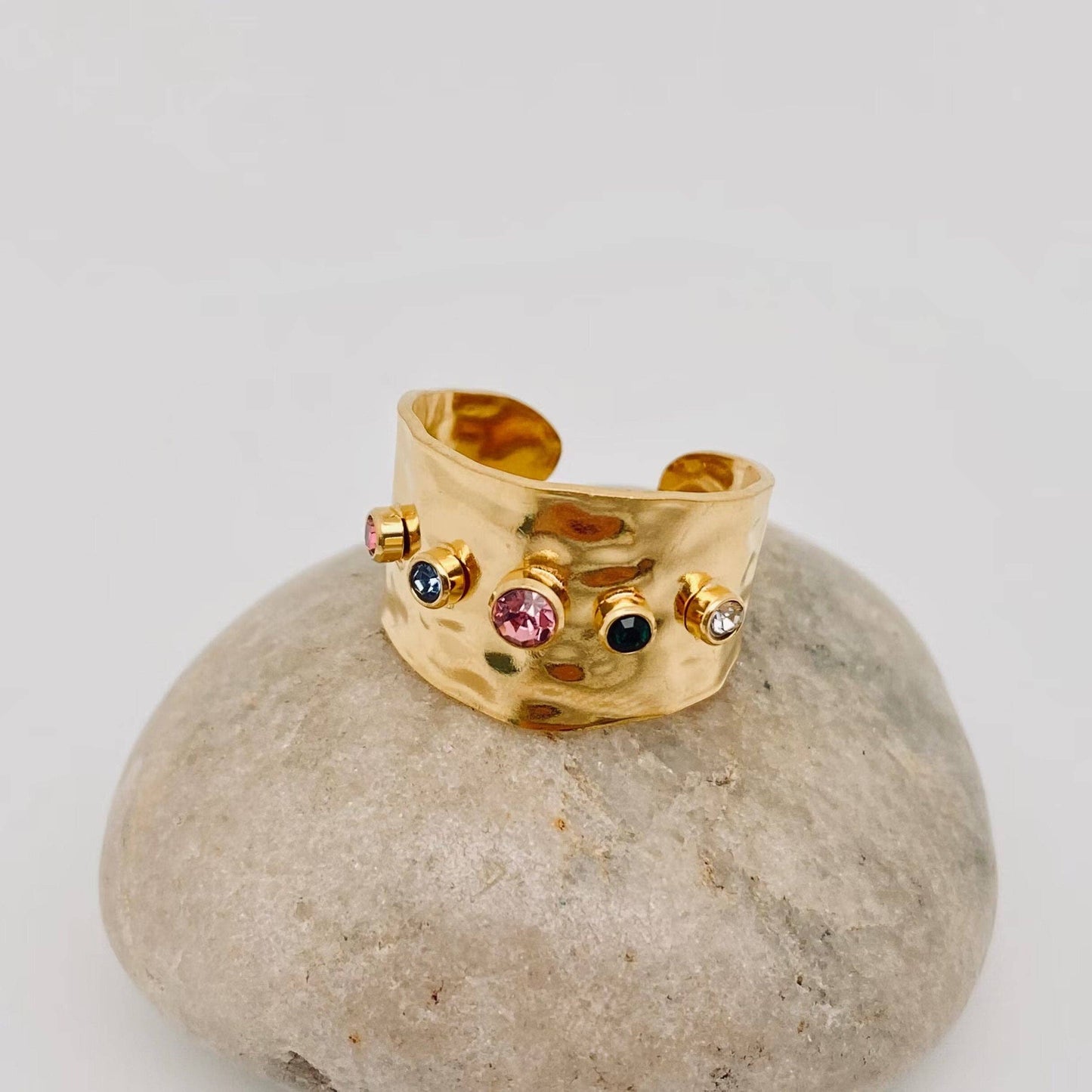 Non tarnish multi stone ring