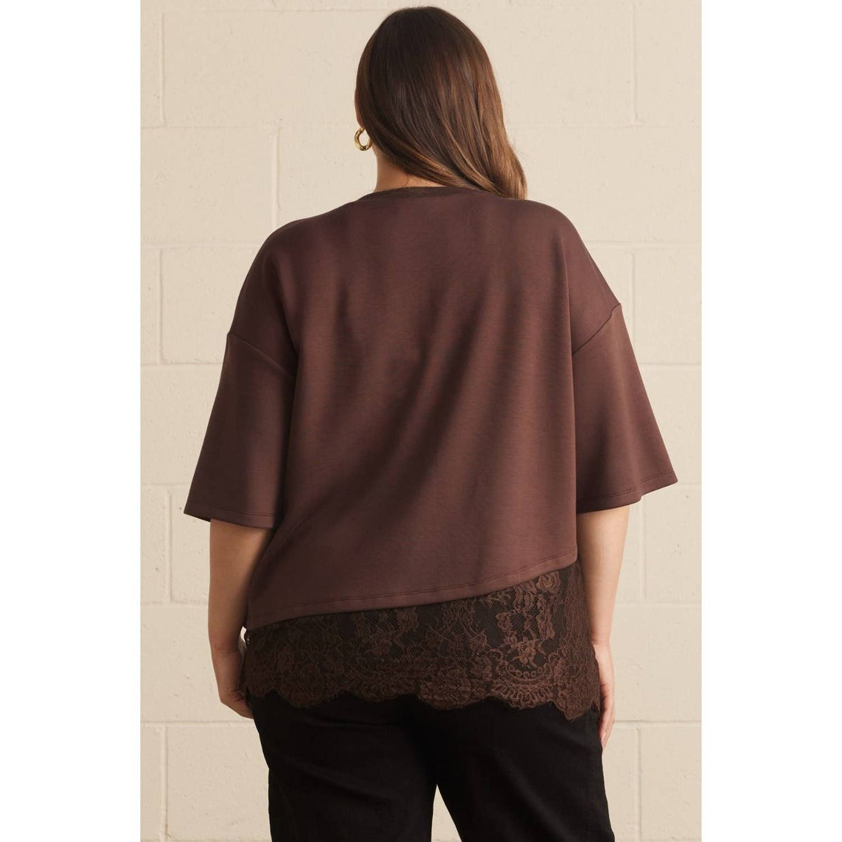 Charmed in Lace Asymmetrical Top – Curvy