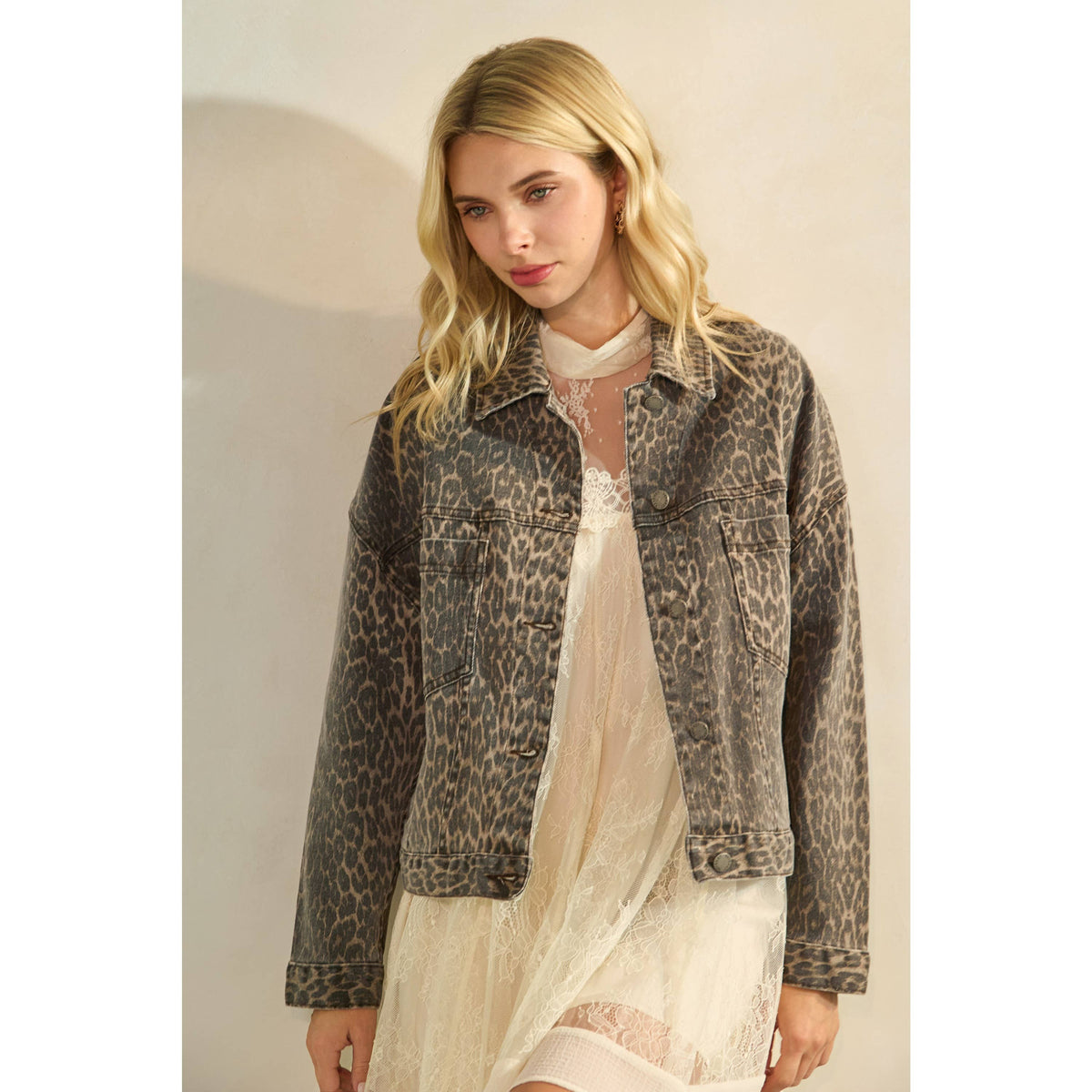 The Sarah Leopard Denim Jacket
