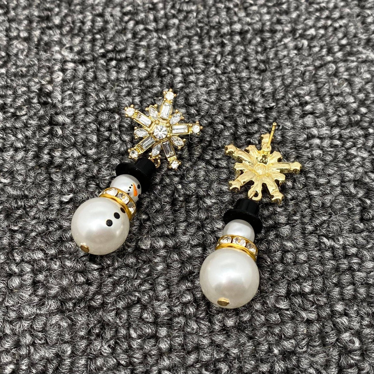 Christmas Jewelry Sparkling Snowman Snowflake Post Earrings