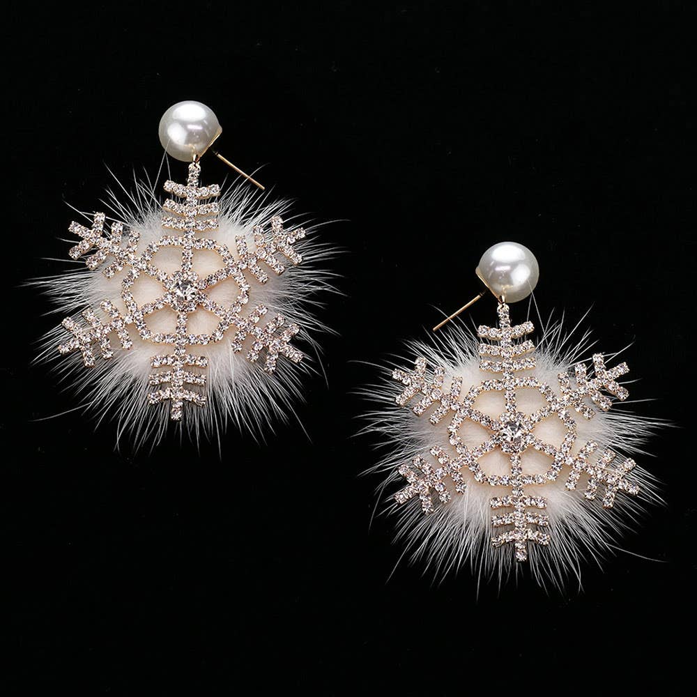 Pearl Pointed Snowflake Earrings