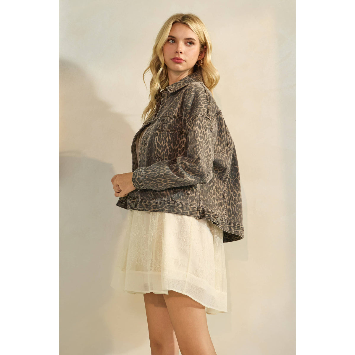 The Sarah Leopard Denim Jacket
