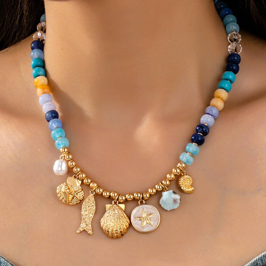 Nautical Blue Sealife Charm Necklace