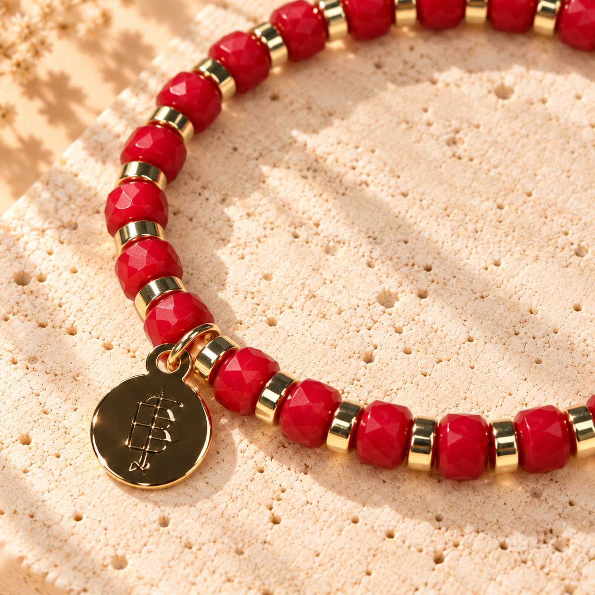 Gigi Stretch Bracelet - Red Faceted