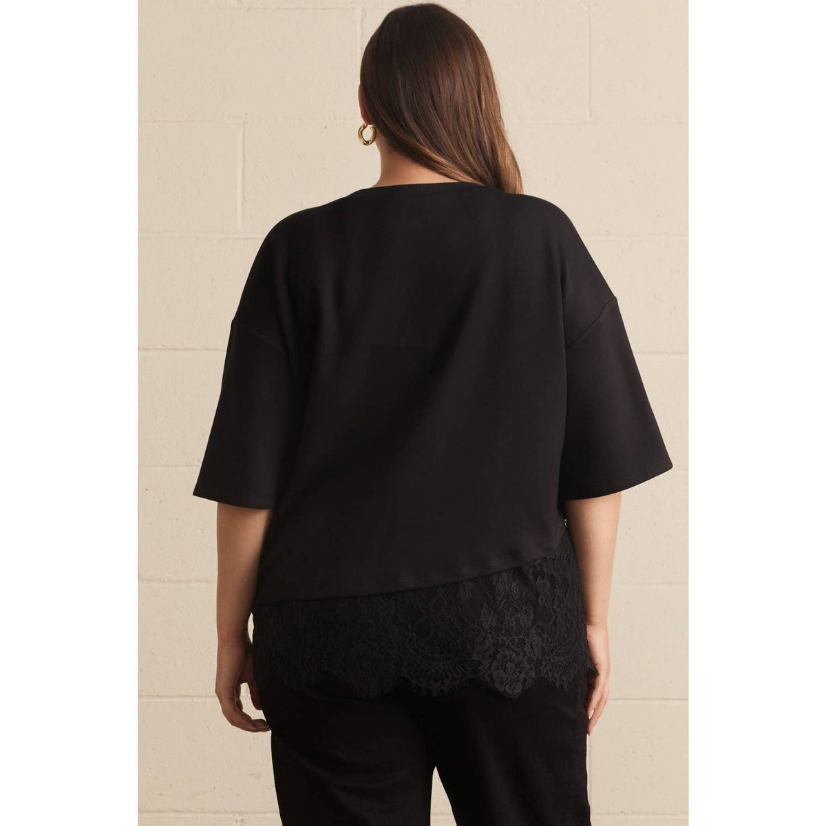 Charmed in Lace Asymmetrical Top – Curvy