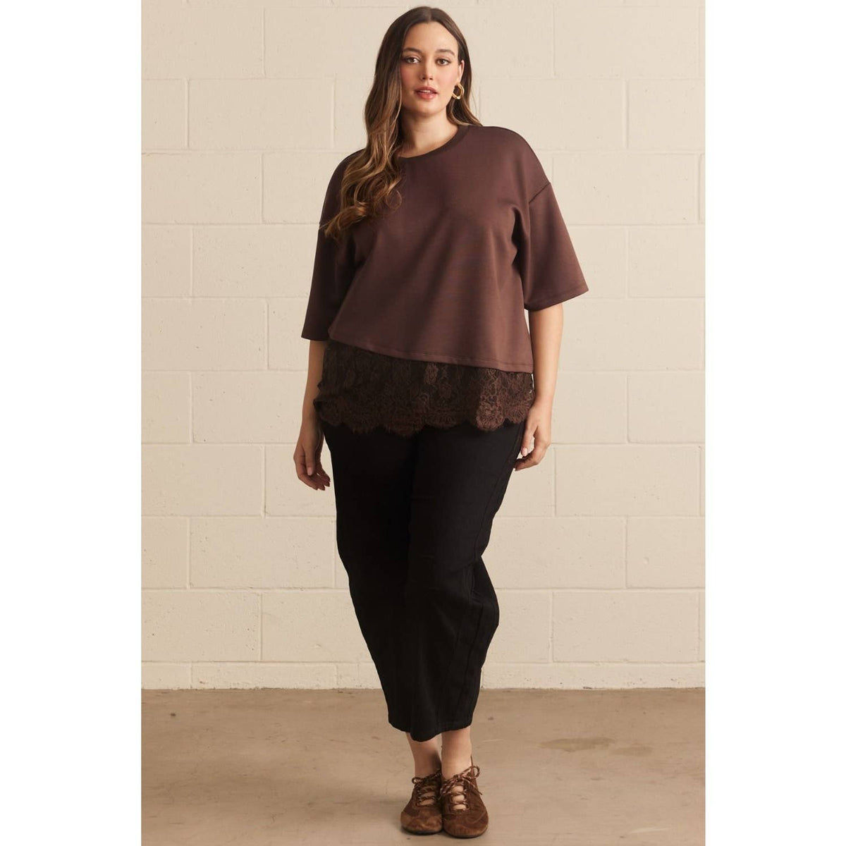 Charmed in Lace Asymmetrical Top – Curvy