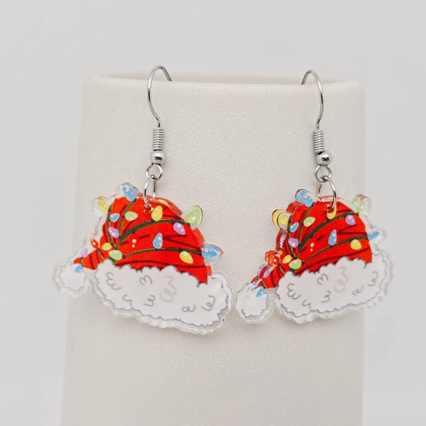 Acrylic Christmas Hat Dangle Earrings